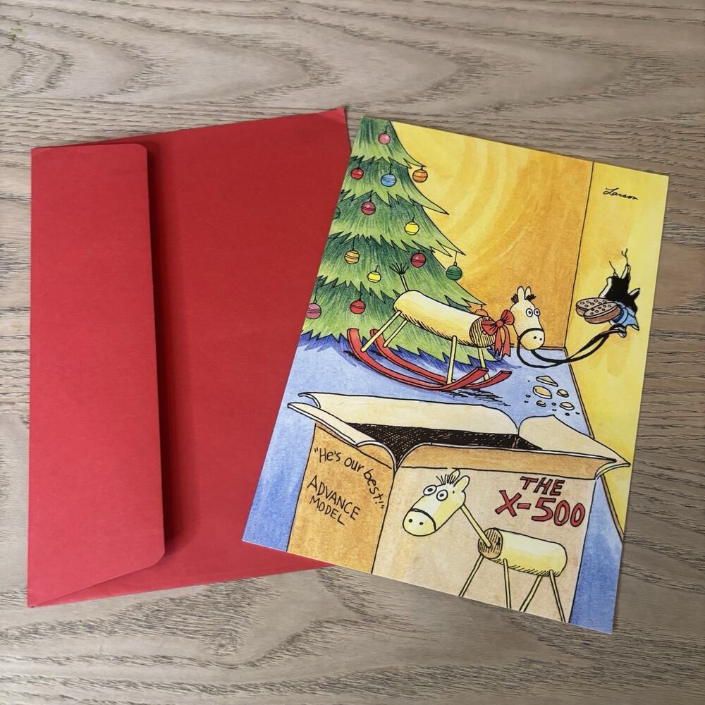 Vintage The Far Side Rocking Horse X-500 Comic Humor 80’s 90’s Funny Christmas